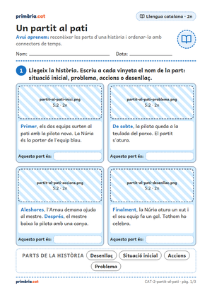 Primera pàgina de la fitxa «Un partit al pati»