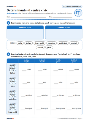 Primera pàgina de la fitxa «Determinants al centre cívic»