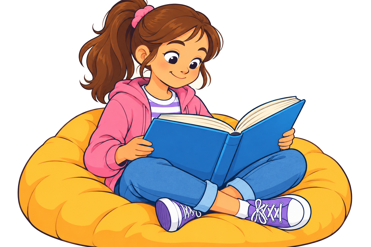 Una niña leyendo un libro